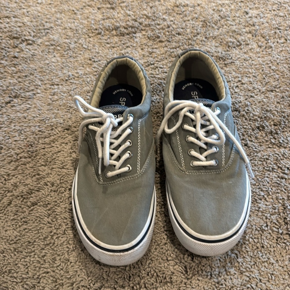 Sperry Top-Sider Mens Halyard Ash Grey Sneakers Shoes Lace Up 1772706 Size 9.5
